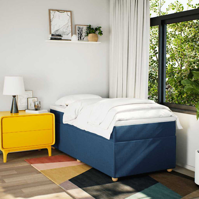 Pat box spring cu saltea, albastru, 100x200 cm, textil - WALTI WALTI