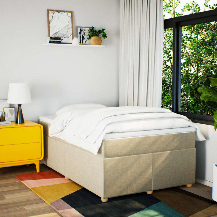 Pat box spring cu saltea, crem, 120x200 cm, textil - WALTI WALTI