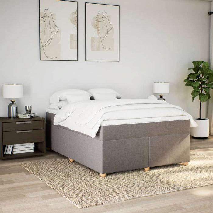 Pat box spring cu saltea, gri taupe, 140x200 cm, textil - WALTI WALTI