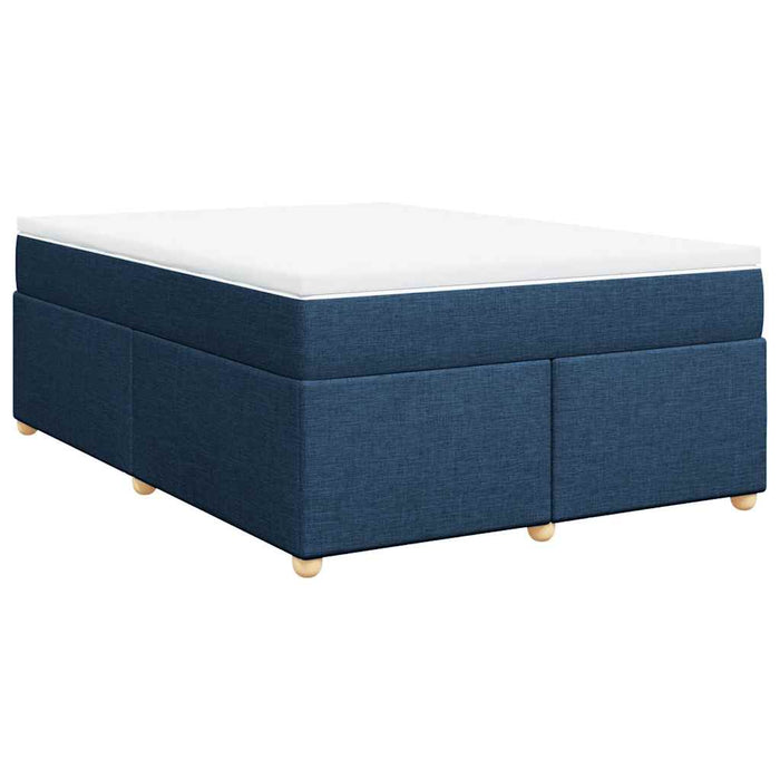Pat box spring cu saltea, albastru, 140x200 cm, textil - WALTI WALTI