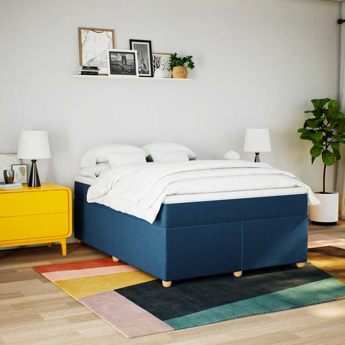 Pat box spring cu saltea, albastru, 140x200 cm, textil - WALTI WALTI