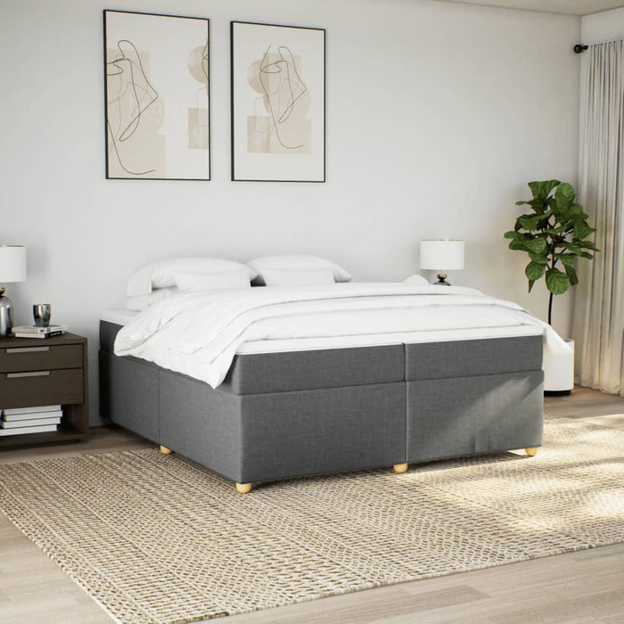 Pat box spring cu saltea, gri închis, 200x200 cm, textil - WALTI WALTI