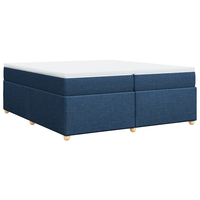 Pat box spring cu saltea, albastru, 200x200 cm, textil - WALTI WALTI