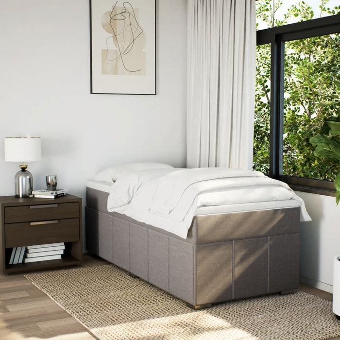 Pat box spring cu saltea, gri taupe, 90x200 cm, textil - WALTI WALTI