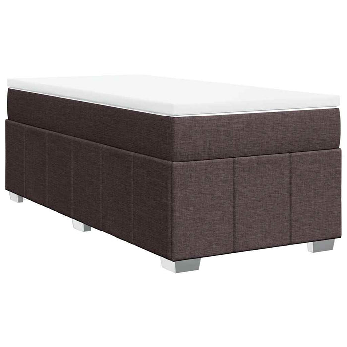 Pat box spring cu saltea, maro închis, 100x200 cm, textil WALTI