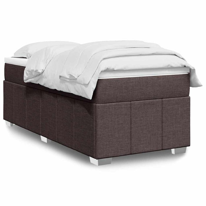 Pat box spring cu saltea, maro închis, 100x200 cm, textil WALTI