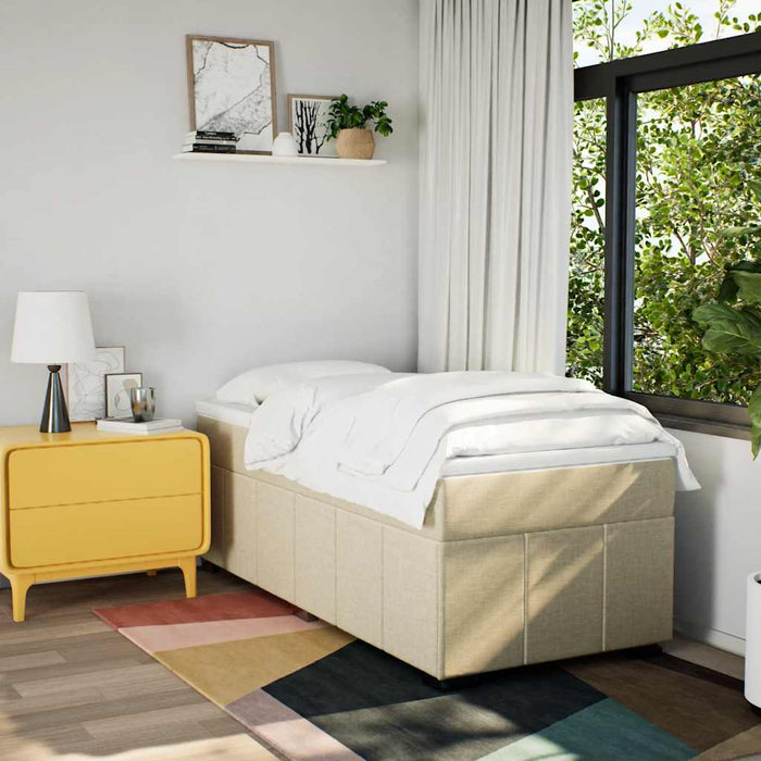 Pat box spring cu saltea, crem, 100x200 cm, textil - WALTI WALTI