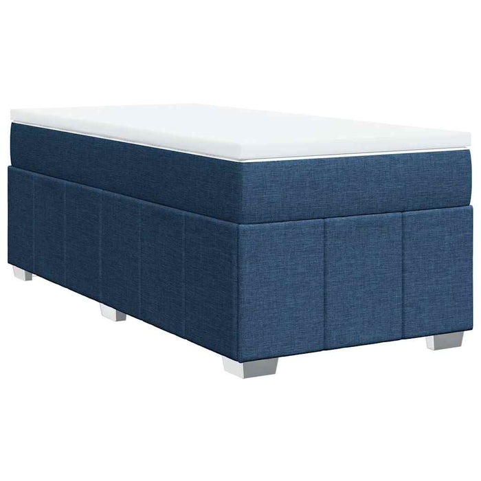 Pat box spring cu saltea, albastru, 100x200 cm, textil - WALTI WALTI