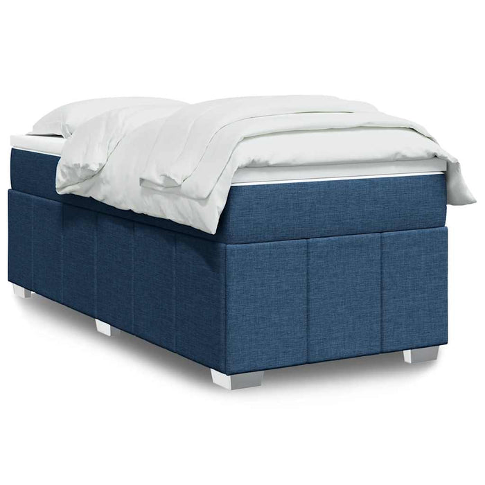 Pat box spring cu saltea, albastru, 100x200 cm, textil - WALTI WALTI
