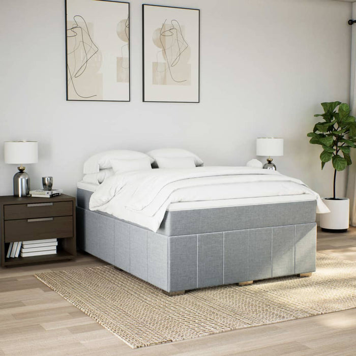 Pat box spring cu saltea, gri deschis, 140x190 cm, textil - WALTI WALTI