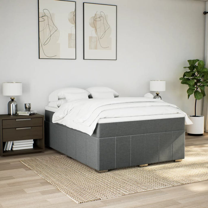 Pat box spring cu saltea, gri închis, 140x190 cm, textil - WALTI WALTI