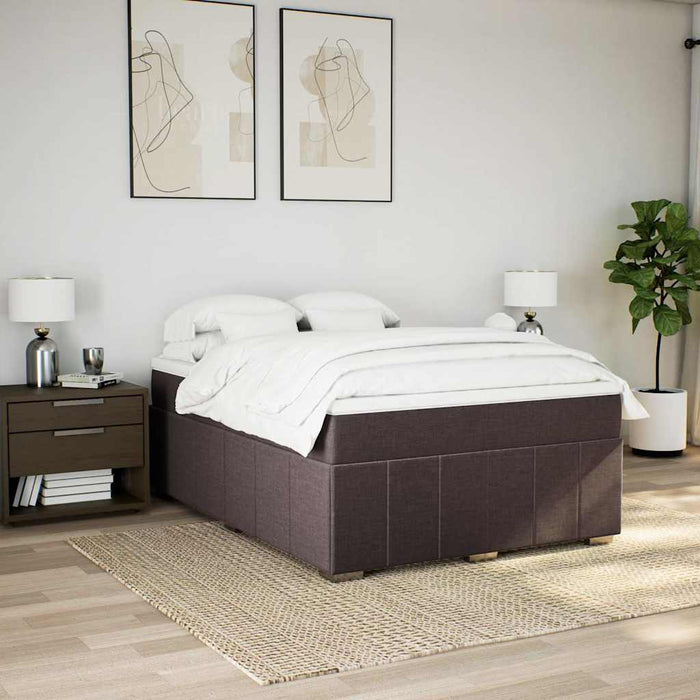 Pat box spring cu saltea, maro închis, 140x200 cm, textil - WALTI WALTI