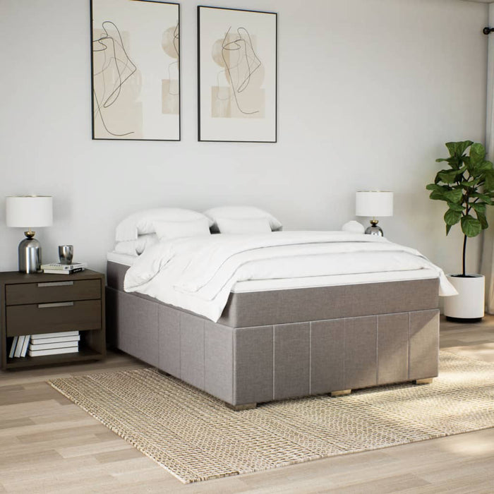 Pat box spring cu saltea, gri taupe, 140x200 cm, textil - WALTI WALTI