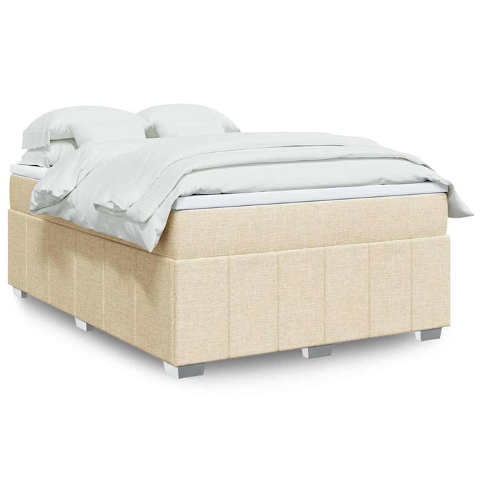 Pat box spring cu saltea, crem, 140x200 cm, textil - WALTI WALTI