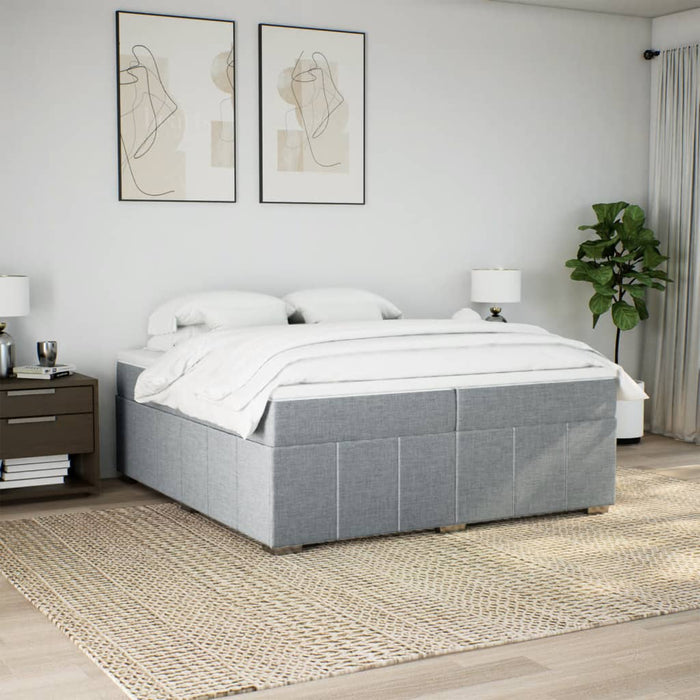 Pat box spring cu saltea, gri închis, 200x200 cm, textil - WALTI WALTI