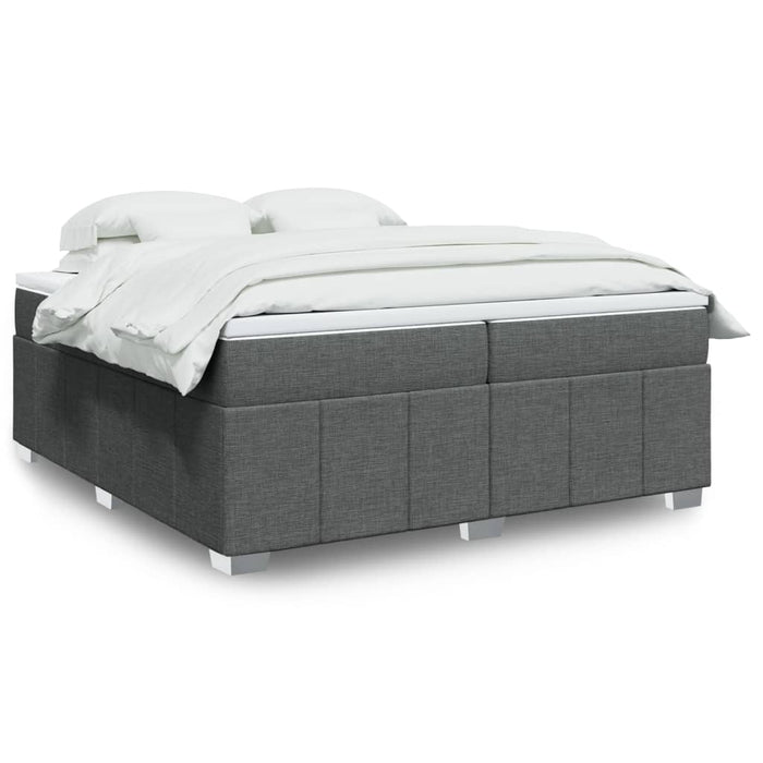 Pat box spring cu saltea, gri închis, 200x200 cm, textil - WALTI WALTI