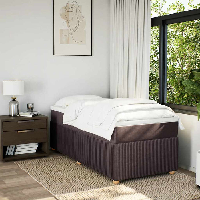 Pat box spring cu saltea, maro închis, 80x200 cm, textil WALTI
