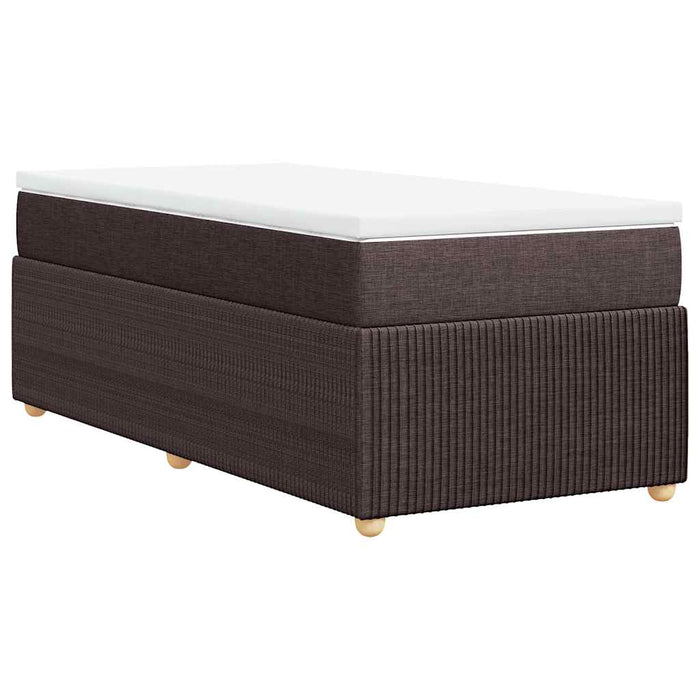 Pat box spring cu saltea, maro închis, 80x200 cm, textil WALTI