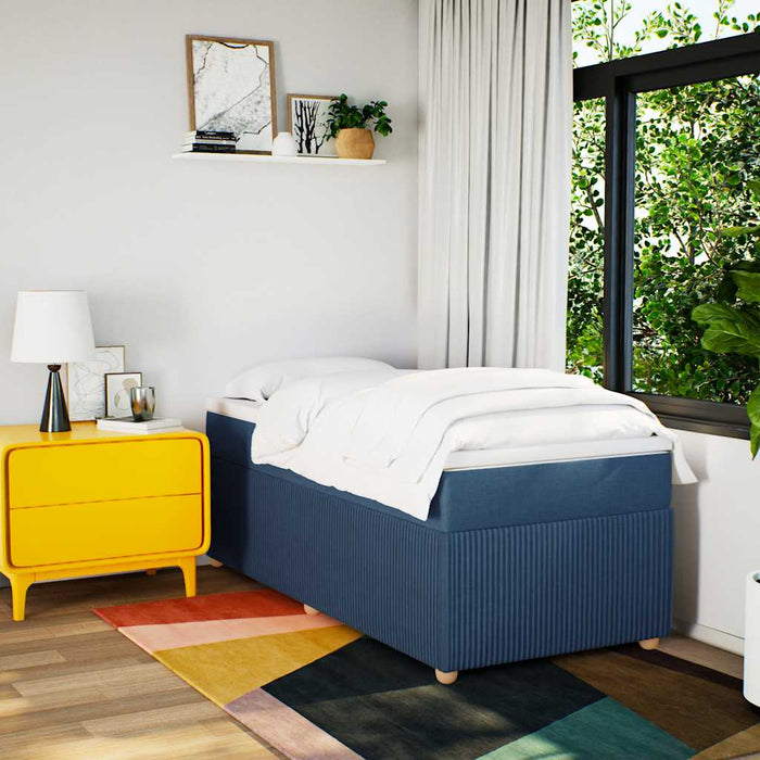Pat box spring cu saltea, albastru, 80x200 cm, textil - WALTI WALTI