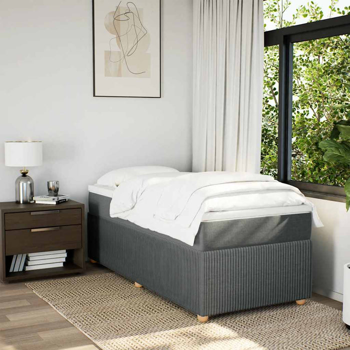 Pat box spring cu saltea, gri închis, 90x190 cm, textil - WALTI WALTI