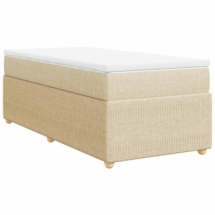 Pat box spring cu saltea, crem, 90x190 cm, textil - WALTI WALTI