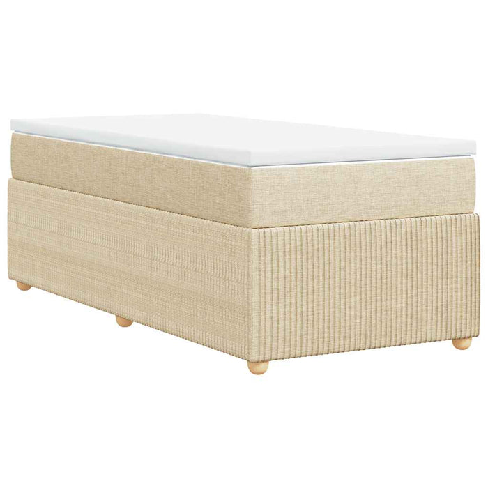 Pat box spring cu saltea, crem, 90x190 cm, textil - WALTI WALTI