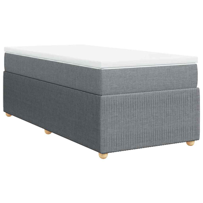 Pat box spring cu saltea, gri deschis, 90x200 cm, textil - WALTI WALTI
