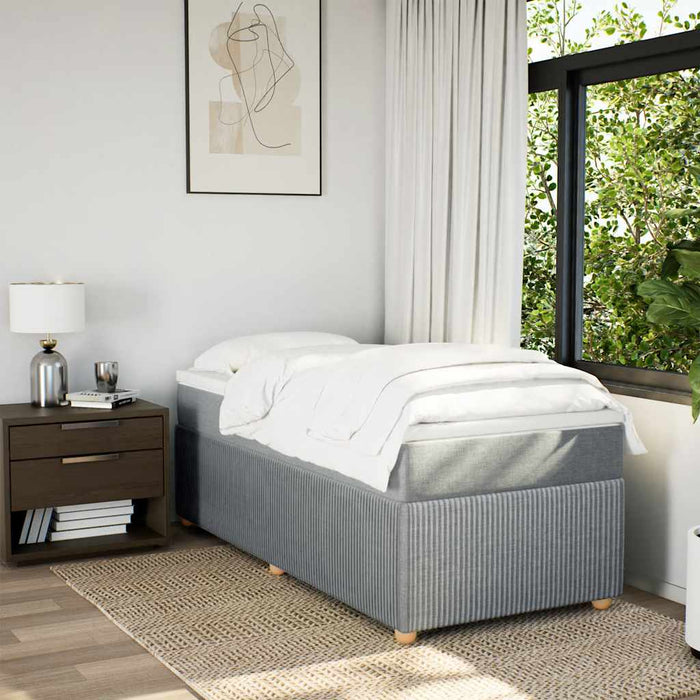 Pat box spring cu saltea, gri deschis, 90x200 cm, textil - WALTI WALTI