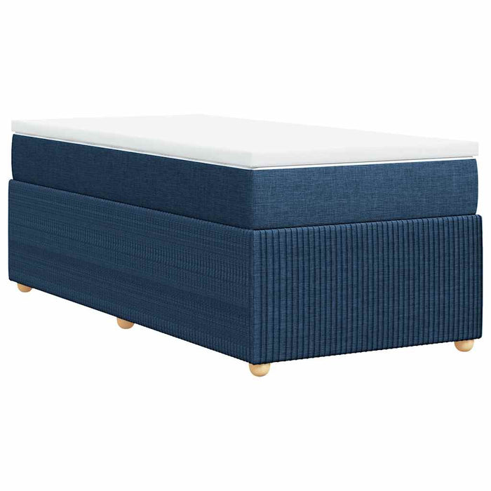 Pat box spring cu saltea, albastru, 100x200 cm, textil - WALTI WALTI