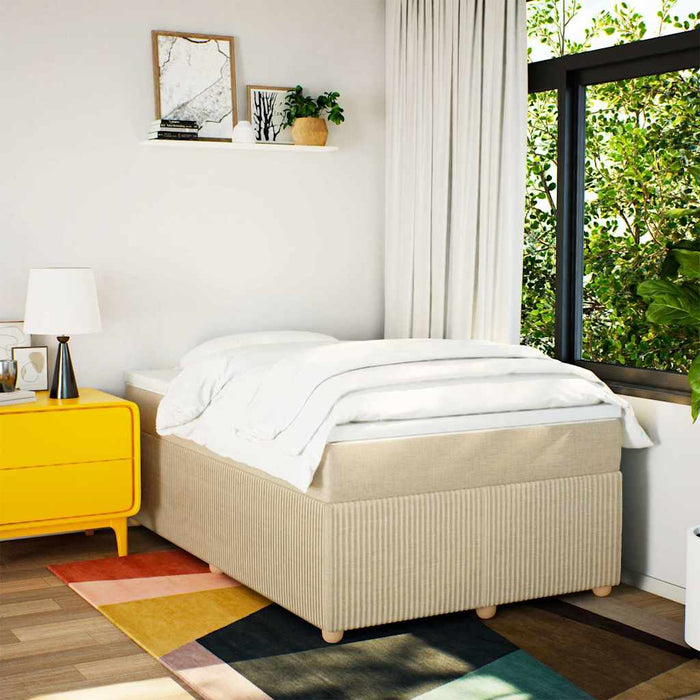 Pat box spring cu saltea, crem, 120x200 cm, textil - WALTI WALTI