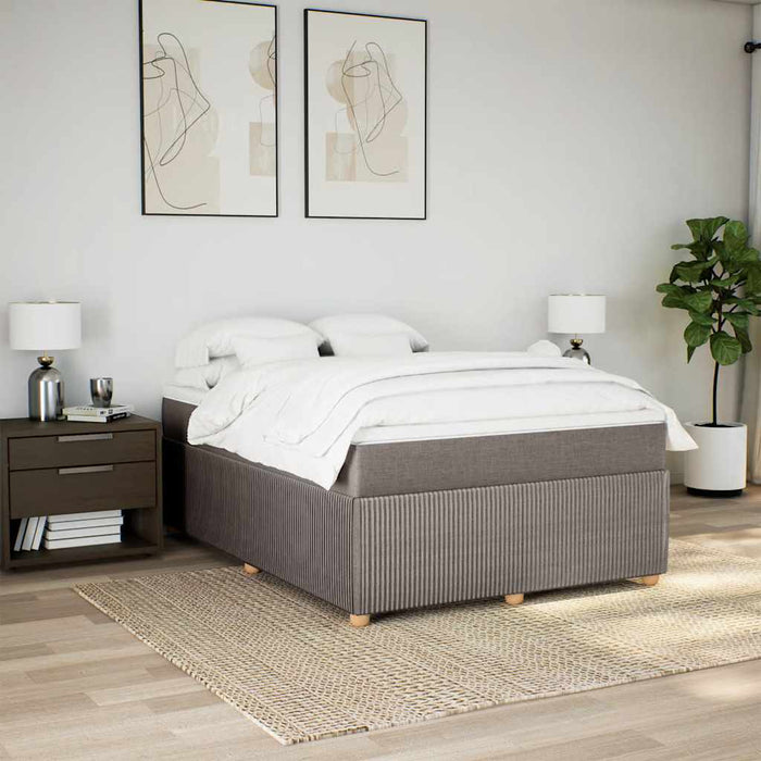 Pat box spring cu saltea, gri taupe, 140x200 cm, textil - WALTI WALTI