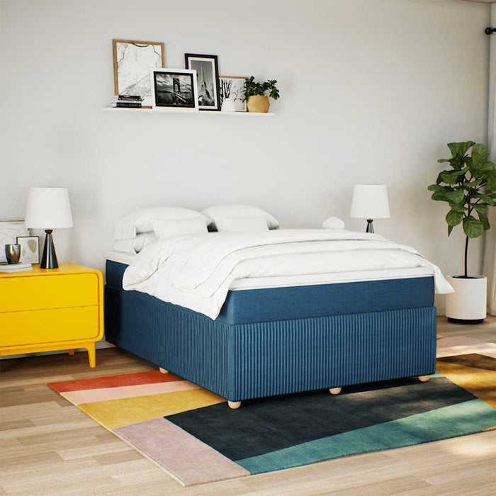 Pat box spring cu saltea, albastru, 140x200 cm, textil - WALTI WALTI