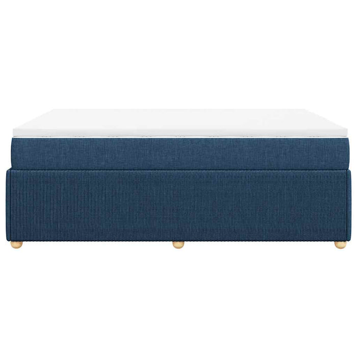 Pat box spring cu saltea, albastru, 140x200 cm, textil - WALTI WALTI