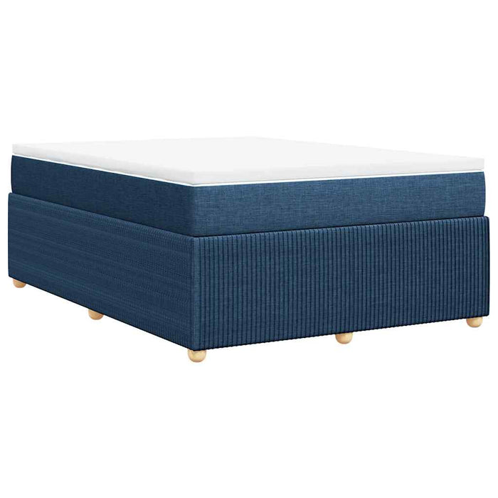 Pat box spring cu saltea, albastru, 140x200 cm, textil - WALTI WALTI