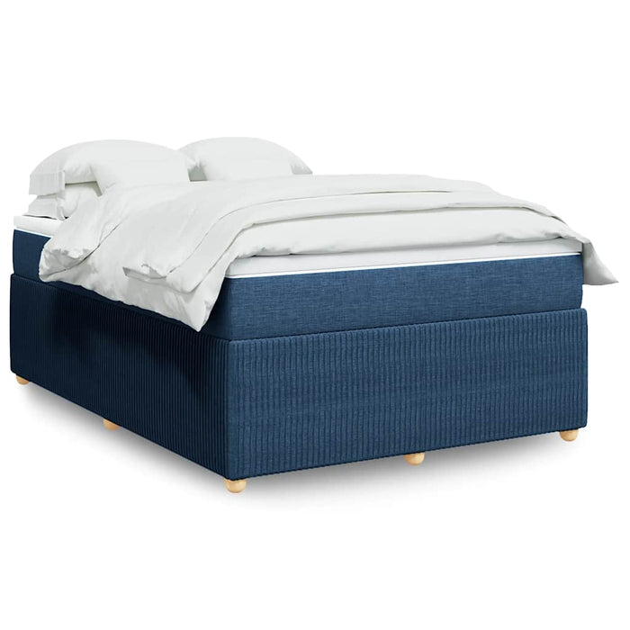 Pat box spring cu saltea, albastru, 140x200 cm, textil - WALTI WALTI