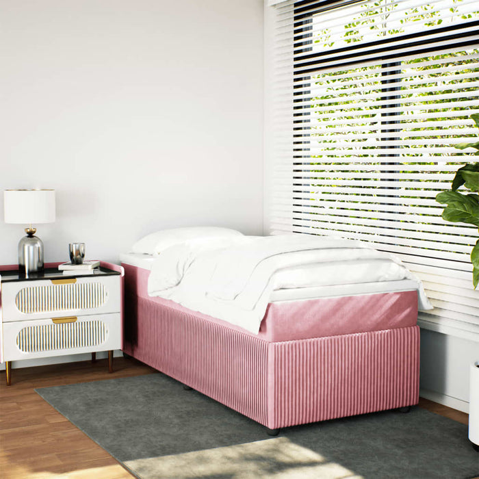 Pat box spring cu saltea, roz, 80x200 cm, catifea - WALTI WALTI