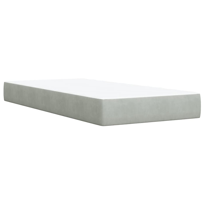 Pat box spring cu saltea, gri deschis, 90x190 cm, catifea - WALTI WALTI