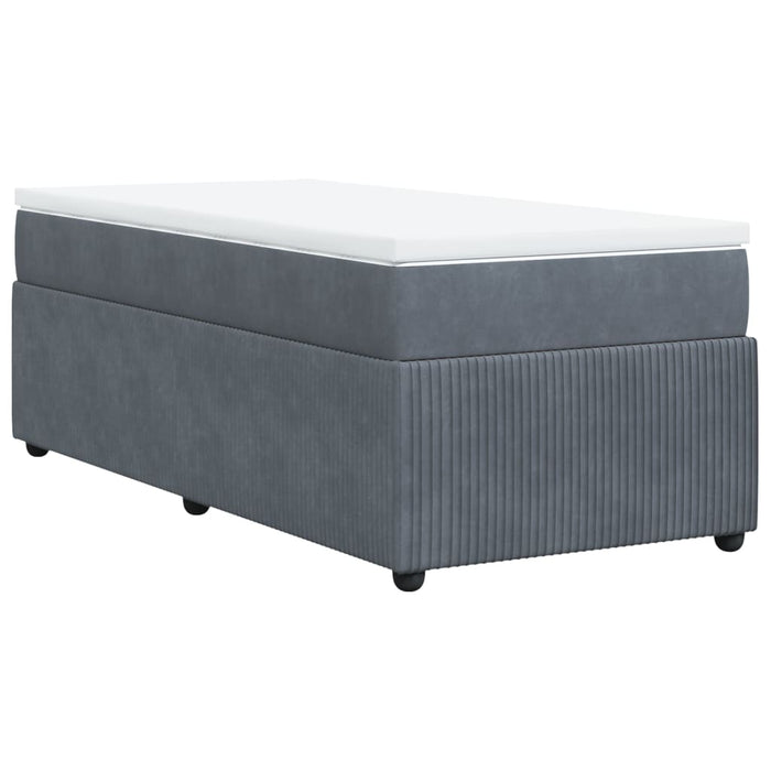 Pat box spring cu saltea, gri închis, 90x190 cm, catifea - WALTI WALTI