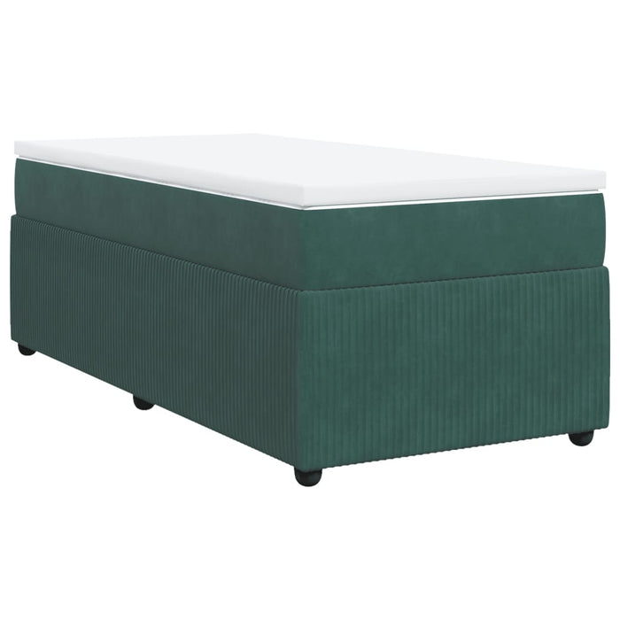 Pat box spring cu saltea, verde închis, 90x190 cm, catifea - WALTI WALTI