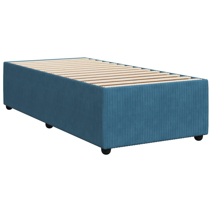 Pat box spring cu saltea, albastru închis, 90x190 cm, catifea - WALTI WALTI