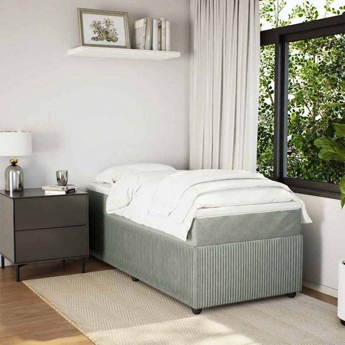 Pat box spring cu saltea, gri deschis, 90x200 cm, catifea - WALTI WALTI
