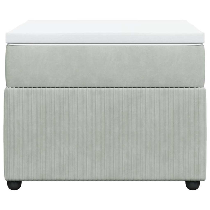 Pat box spring cu saltea, gri deschis, 90x200 cm, catifea - WALTI WALTI