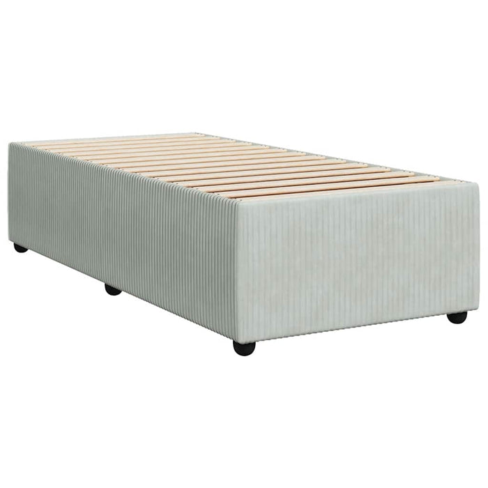 Pat box spring cu saltea, gri deschis, 90x200 cm, catifea - WALTI WALTI