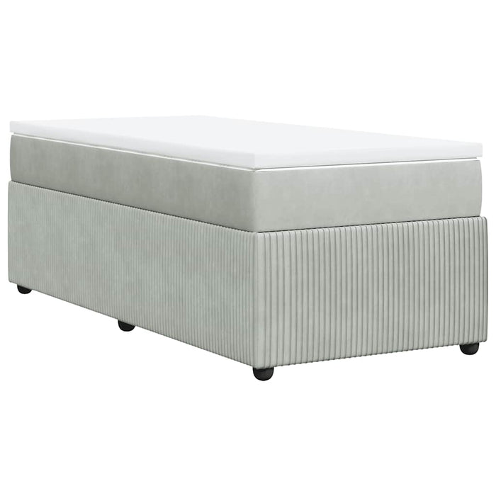 Pat box spring cu saltea, gri deschis, 90x200 cm, catifea - WALTI WALTI