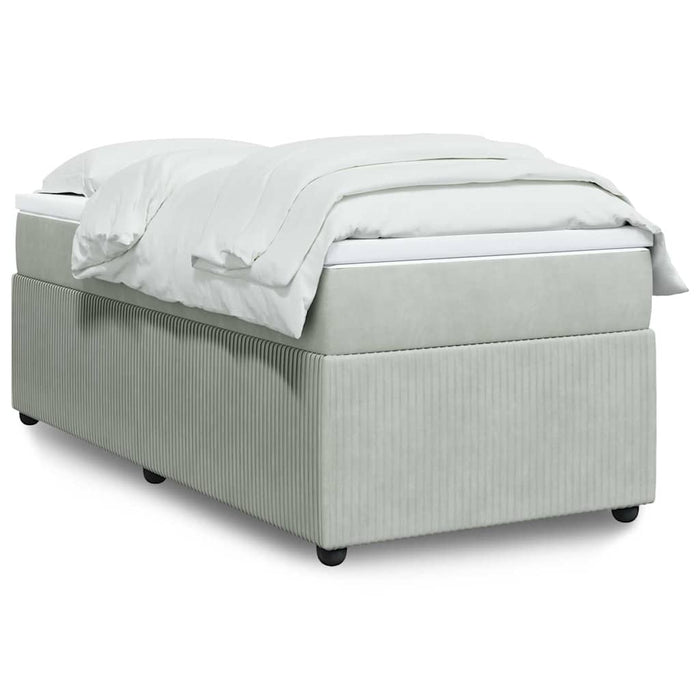 Pat box spring cu saltea, gri deschis, 90x200 cm, catifea - WALTI WALTI