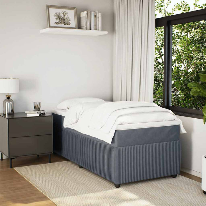 Pat box spring cu saltea, gri închis, 90x200 cm, catifea - WALTI WALTI