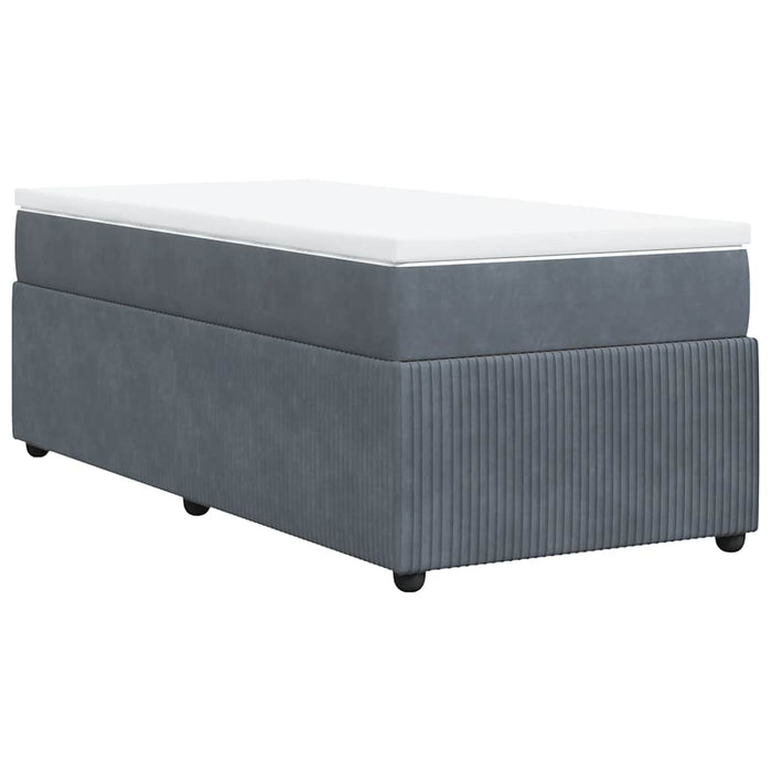 Pat box spring cu saltea, gri închis, 90x200 cm, catifea - WALTI WALTI