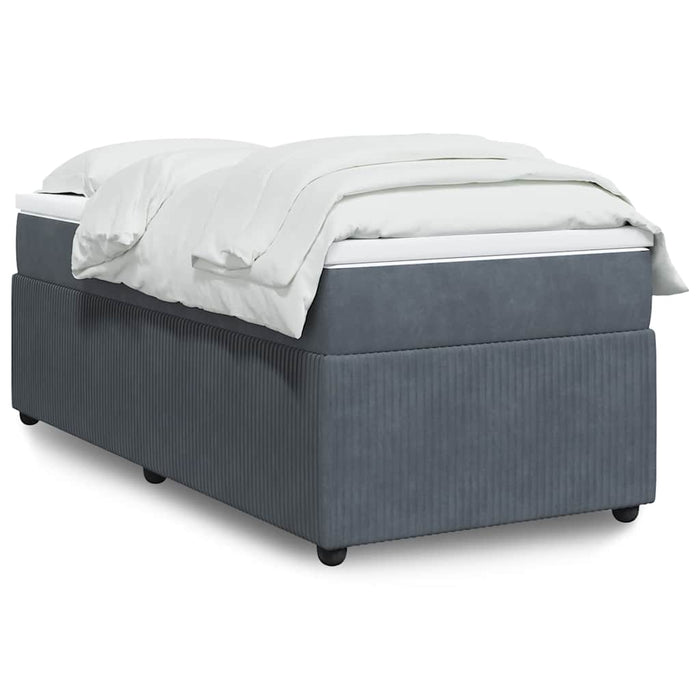 Pat box spring cu saltea, gri închis, 90x200 cm, catifea - WALTI WALTI