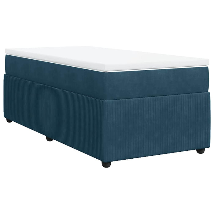 Pat box spring cu saltea, albastru închis, 90x200 cm, catifea - WALTI WALTI