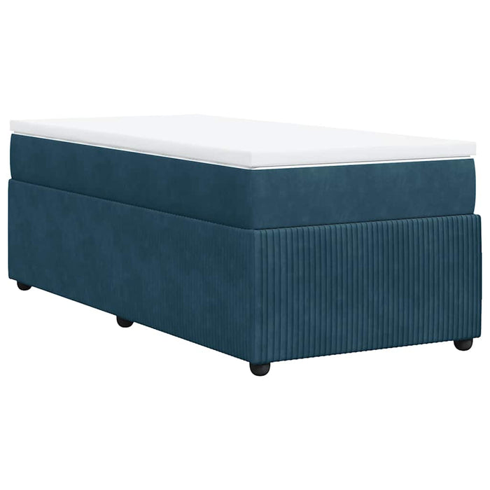 Pat box spring cu saltea, albastru închis, 90x200 cm, catifea - WALTI WALTI